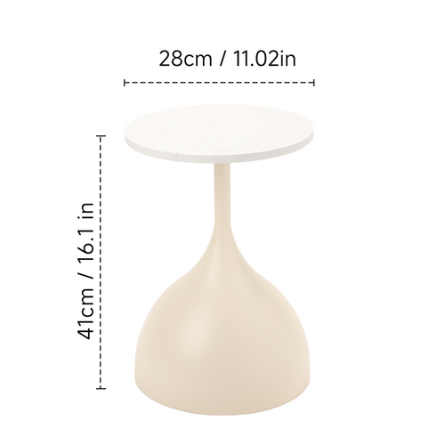 Creamy Hour | End Table | Marble Top| Special Cream-White Lacquered Finish