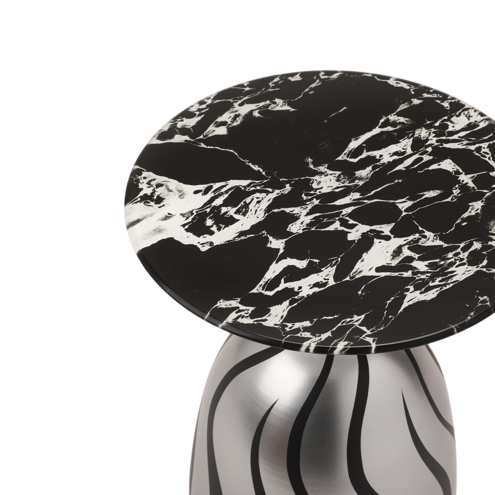 Modern metallic side table - marble texture 2