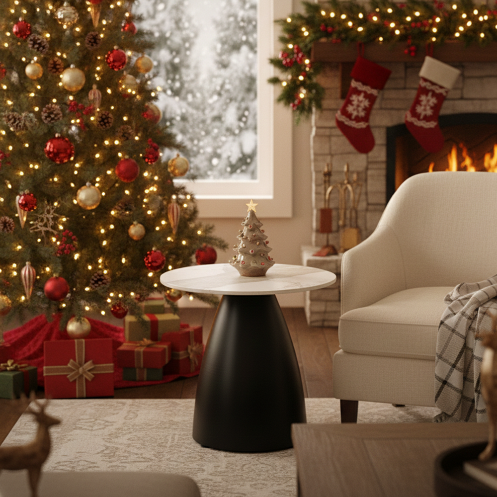 Modern Minimalist Side Table - Rock Texture