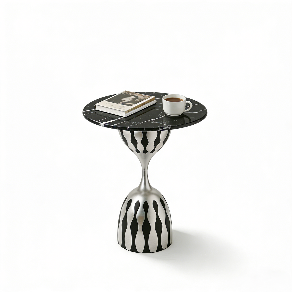 Modern metallic coffee table - marble texture 4