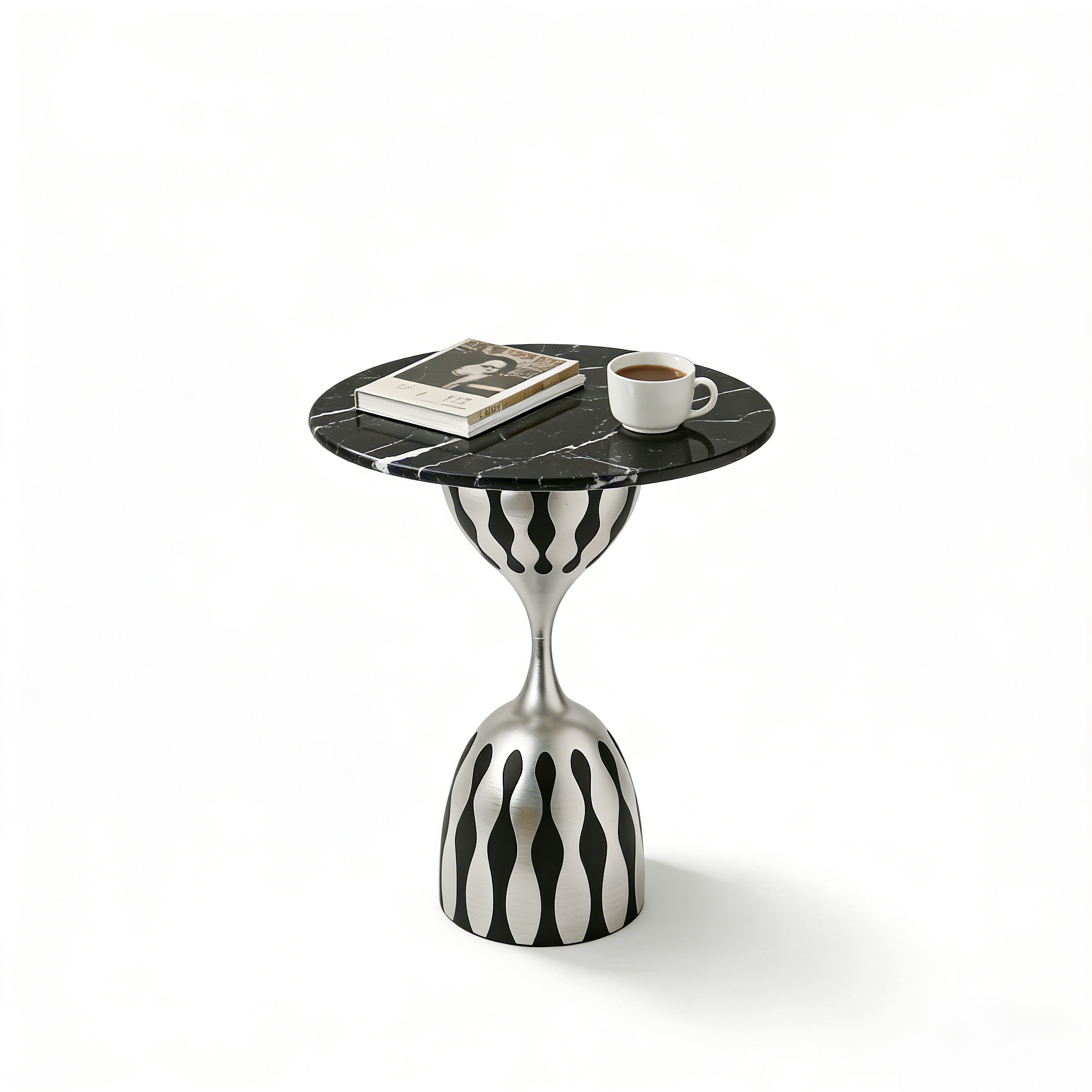 Modern metallic coffee table - marble texture 4