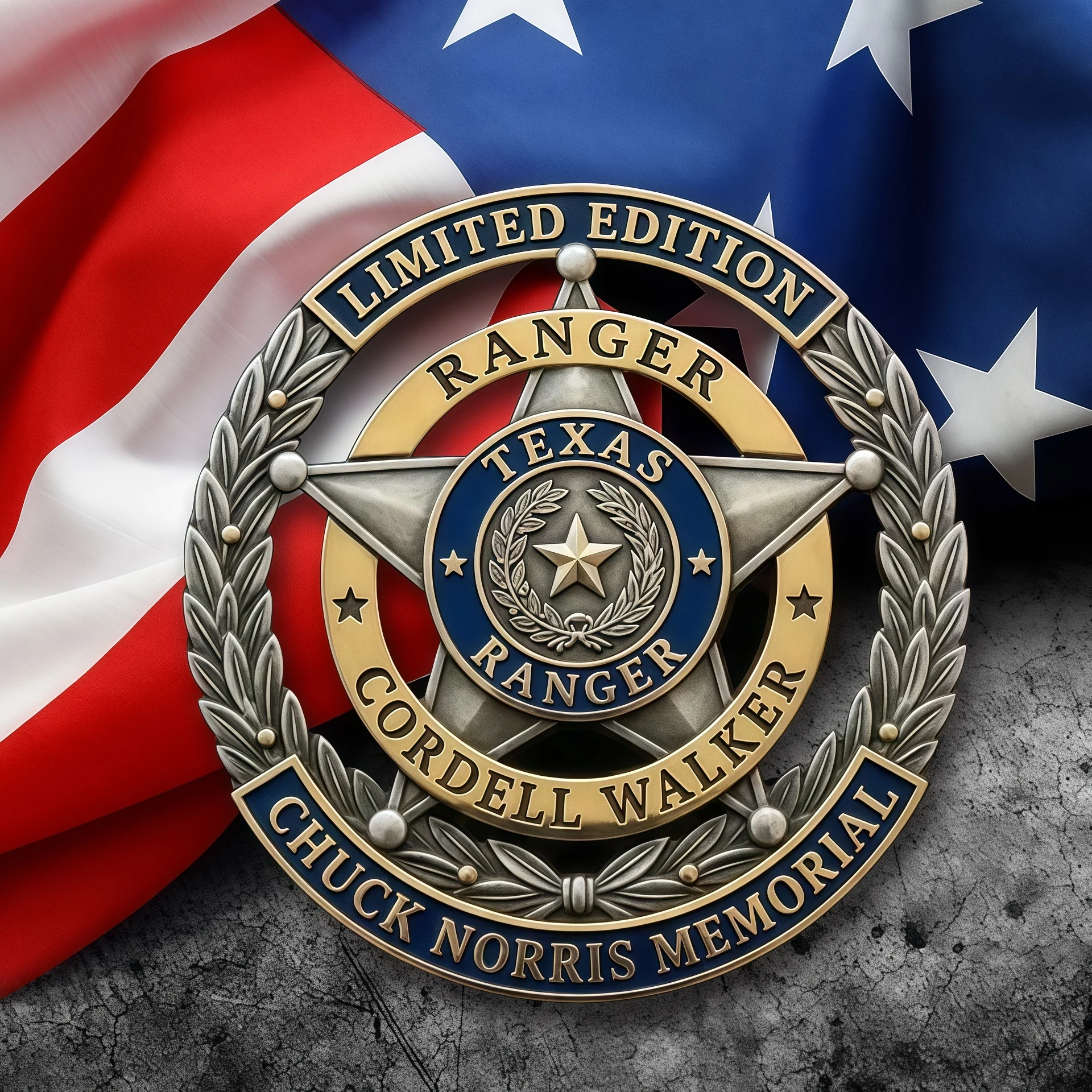 Chuck Norris Texas Ranger Cordell Walker Memorial Limited Edition Pin