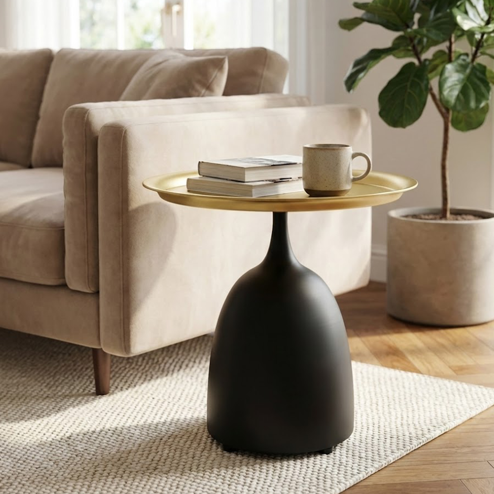 Black-Gold Glam | Coffee Table | Unique Lacquered Iron Coating