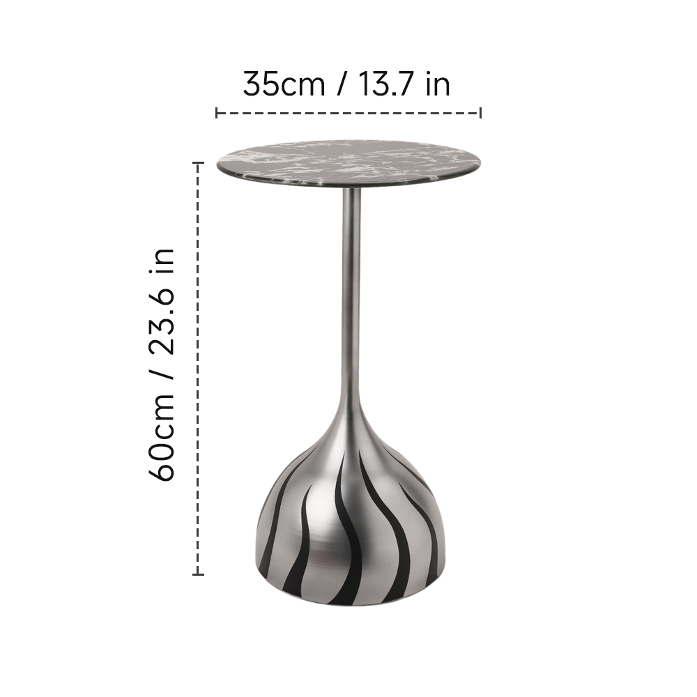 Modern Metallic Side Table - Marble Texture