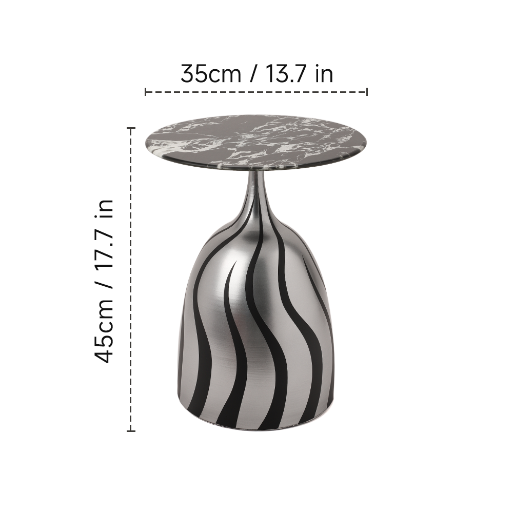 Modern metallic side table - marble texture 2