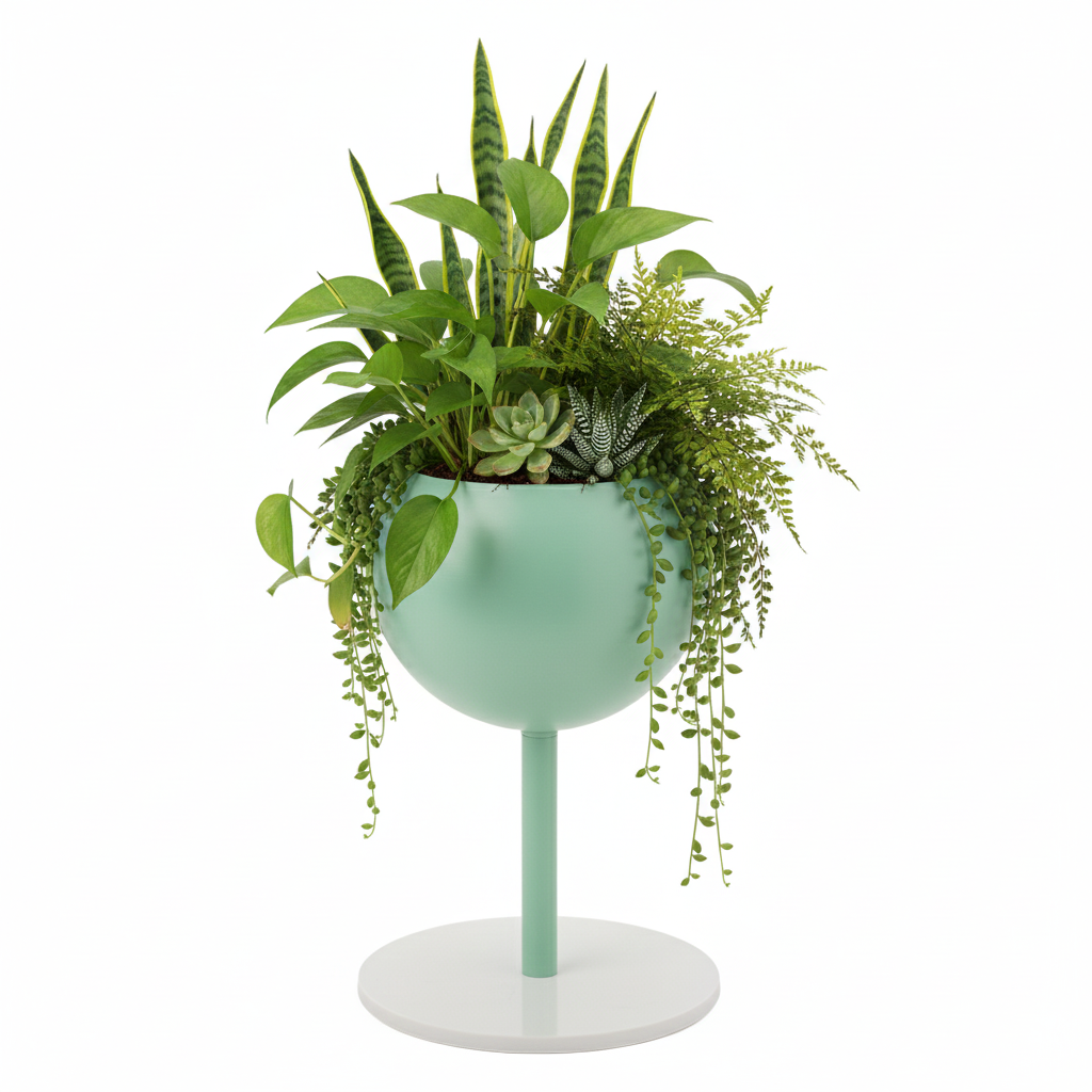 Mint Vibe |Iron Plant Stand |Special Lacquered| Macaron Green Finish