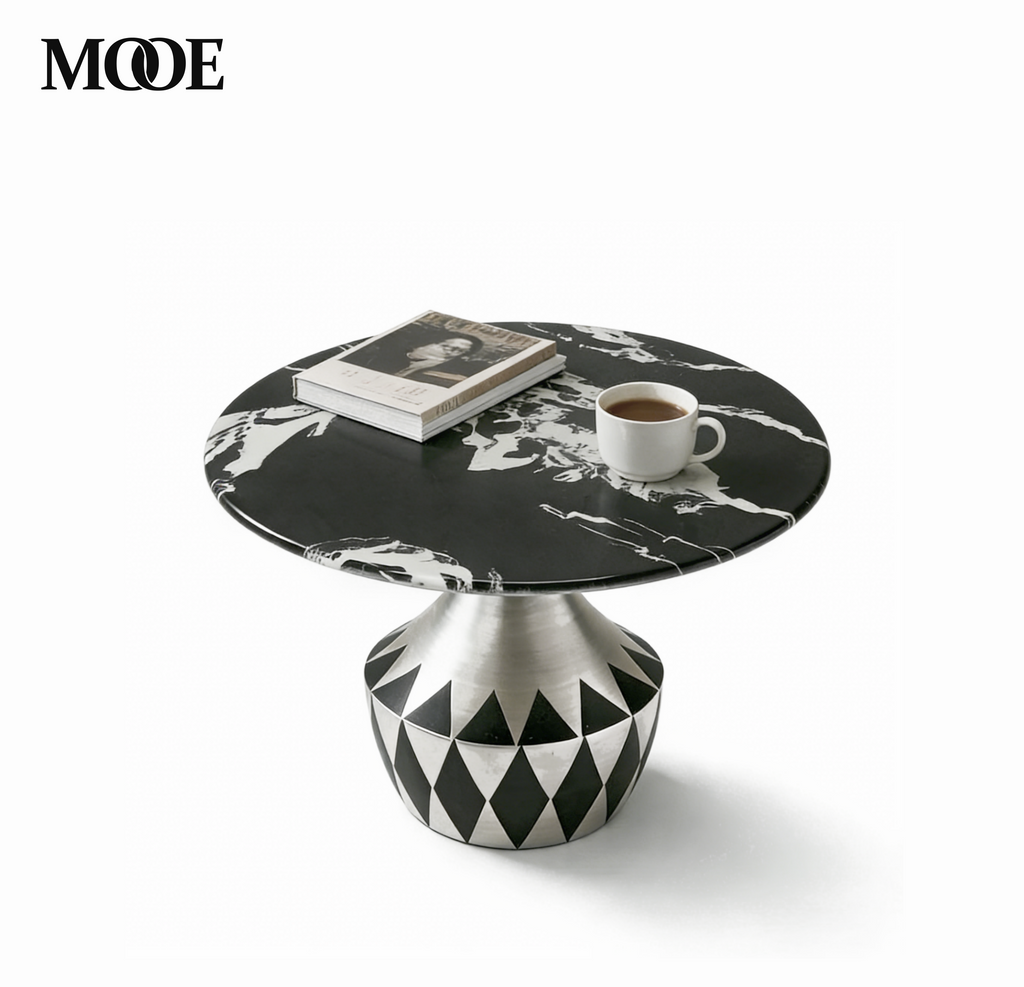 Modern metallic coffee table - marble texture 3